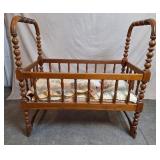 Jenny Lind Style Baby Cradle w/Baby Doll, Antique