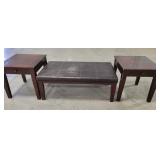 Faux Leather Top Coffee Table  and 2  Side Tables
