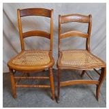2 Cane Seat Dining Chairs