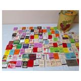 Match Book Collection and Painted Metal Can