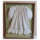 Baby Dress In Shadowbox Frame, Vintage
