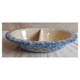 Henn Workshops Blue Spongeware Divided Serving