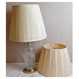 Etched Glass Table Lamp w/Pleated Shade
