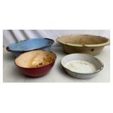 Vtg Enamel Pans & Bowl