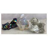 Fenton Bird, Hand Painted Rabbit & Cat