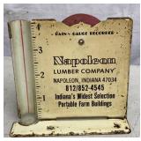 Vtg Metal Napoleon Lumber Company Rain Gauge