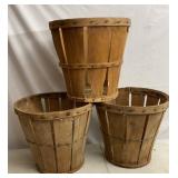 (3) Wooden Bottom 1/2 Bushel Fruit Baskets