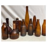 Vtg Amber Glass Bottles