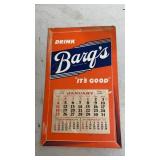 Vtg Barqï¿½s Root Beer Cardboard Calendar