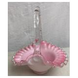 Fenton Glass peach Crest Basket