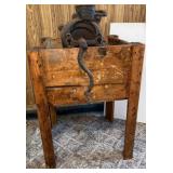 Antique Black Hawk Corn Sheller & Wooden Tub