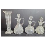 EAPG Glass Oil Cruets & Princess House Vase