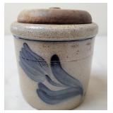 Rowe Pottery Works Stoneware Crock w/Wood Lid