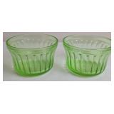 2 Hazel Atlas Uranium Glass Jelly Jars