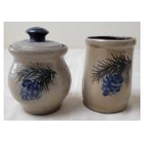 Rowe Pottery Works "Pinewood" Sugar Jar & Tumbler