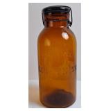 Lightning Putnam Amber Glass Canning Jar, Antique