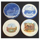 4 Porcelain Destination Tea Tile Trivets, Antique