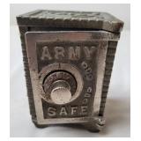 Cast Iron "Army Safe" Still Coin Bank, Antique