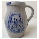 Rowe Pottery Works Pitcher w/Bear Design