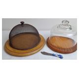 Wood Bread Board & Shoo-Fly Screen & Cheese Board