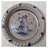 Rowe Pottery Works Stoneware Snowman Pie Plate