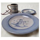 Rowe Pottery Works Snowman Plate, Santa Mug & More