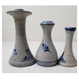 3 Rowe Pottery Works Stoneware Candlesticks