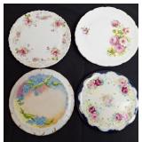 4 Porcelain Floral Tea Tile Trivets, Vintage
