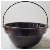 Brown Stoneware Crock Bean Pot w/Wire Bail Handle