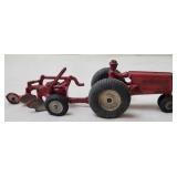 Arcade Cast Iron Tractor w/Gang Plow Attachment