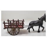 Cast Iron & Tin Donkey-Drawn Cart Toy, Antique