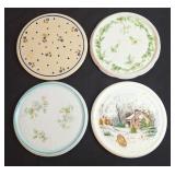 4 Porcelain Tea Tile Trivets, Antique
