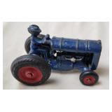 Blue Cast Iron Tractor w/Driver, Vintage