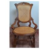 Victorian Style Rocking Chair w/Cane Seat & Back