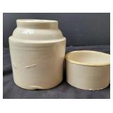 Stoneware Crock Jar w/Lid and Small Crock, Vintage