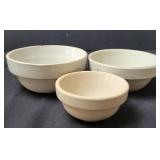 3 Small Stoneware Crock Bowls