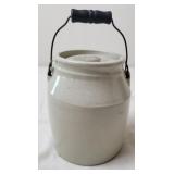 Stoneware Crock w/Lid and Bail Handle, Antique