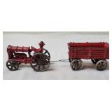 Cast Iron Tractor and Wagon, Antique