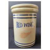 Red Wing Stoneware Crock w/Lid, Blue Banding