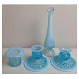 Fenton Hobnail Blue Opalescent Bud Vase,