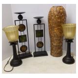 Metal Pillar Candle Holders & Tall Vase