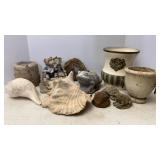 Resin and small concrete landscape frog