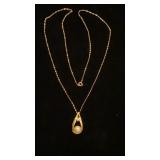 14K yellow gold, Pearl and diamond necklace