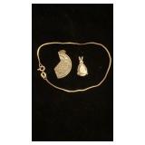 Sterling pendants and fine serpentine bracelet