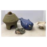 Terracotta Toad House, Bird, Marble Bath