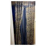 Navy & Gold drapes w/valances, NEW, 3 pairs