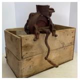 Antique Black Beauty Corn Sheller & Wooden Box