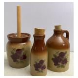 Hand Painted Stoneware Jug, bottle & churn