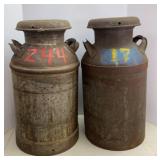 (2) Antique 8gal Milk Cans
