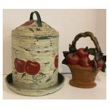 Vtg Cast Iron Door Stop & Hand Painted Waterer